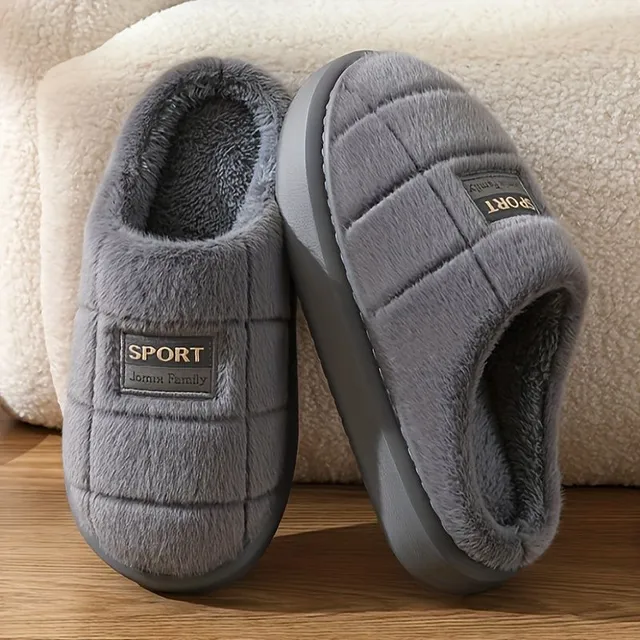 Oversized men's stuffed slippers - soft and cozy for winter comfort at home