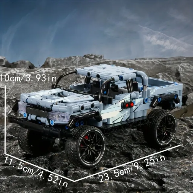 Model 3D zestawu konstrukcyjnego - niebieski pickup terenowy