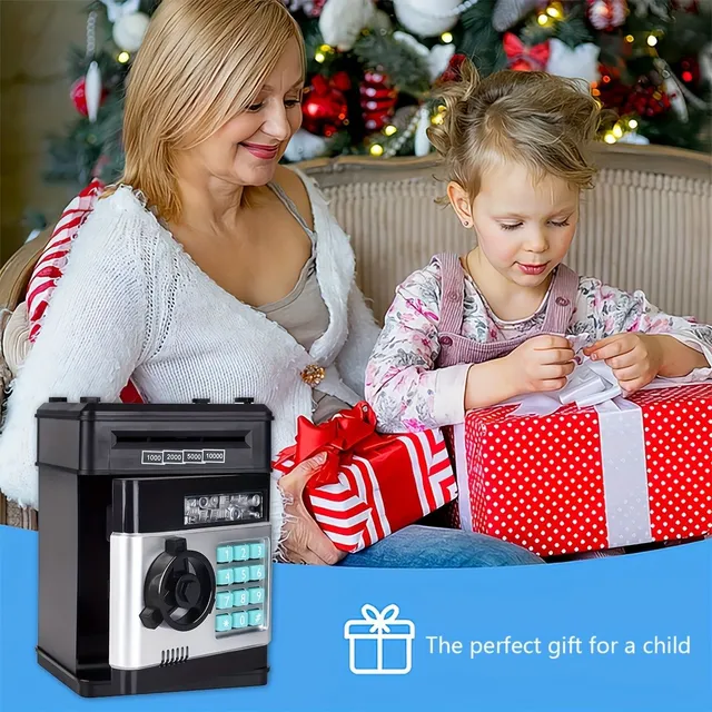 Cufăr electronic pentru copii cu funcție de bancomat - porcușor pentru monede și bancnote, cadou minunat pentru copii