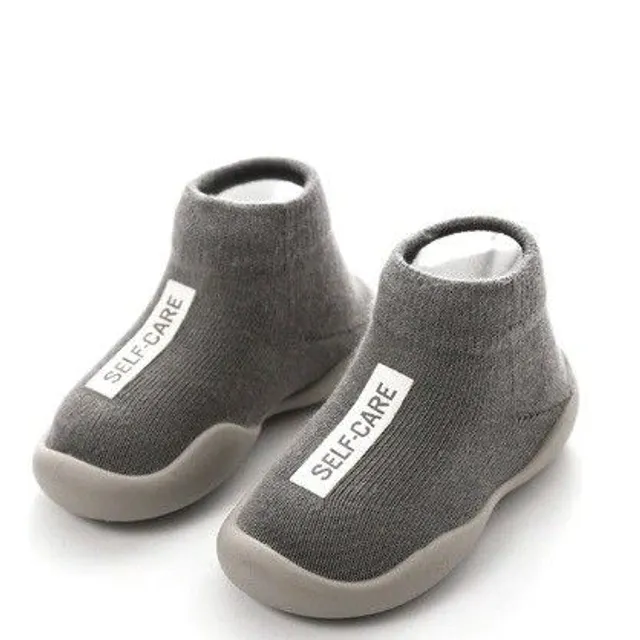 Baby socks with rubber sole grey 12-18 months