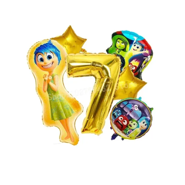 Ensemble de ballons d'anniversaire en aluminium avec numéro - personnages du film Vice-Versa 2