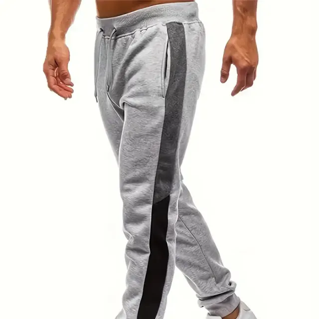 Pantalon de jogging pour homme léger à rayures avec poches latérales et cordon de serrage, Printemps/Automne