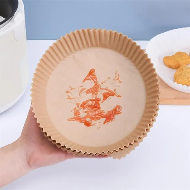 Papier de cuisson rond antiadhésif pour friteuse - 50 pièces