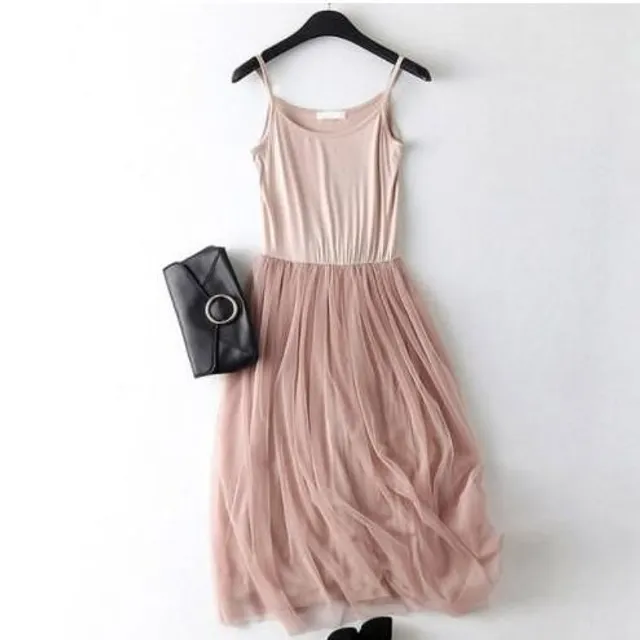 Long loose dress with tulle skirt