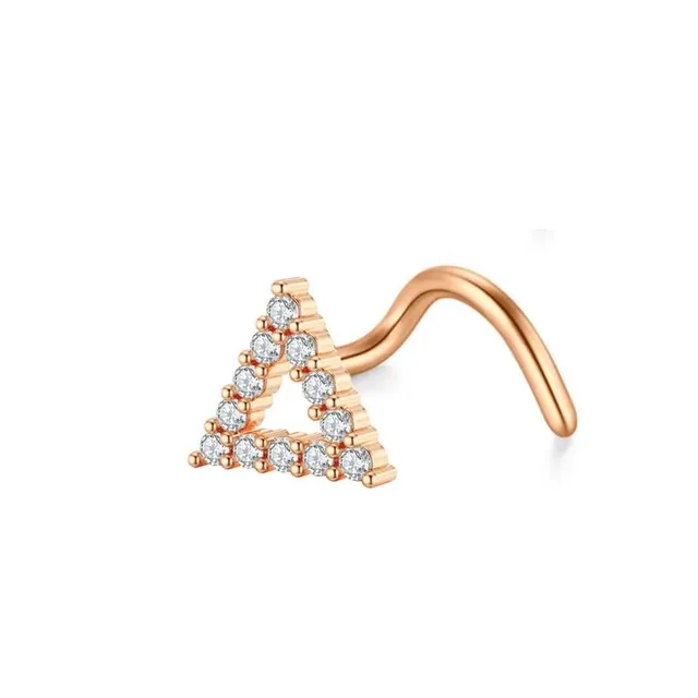 Fashion nose piercing with curved end and cubic zirconia - Golden