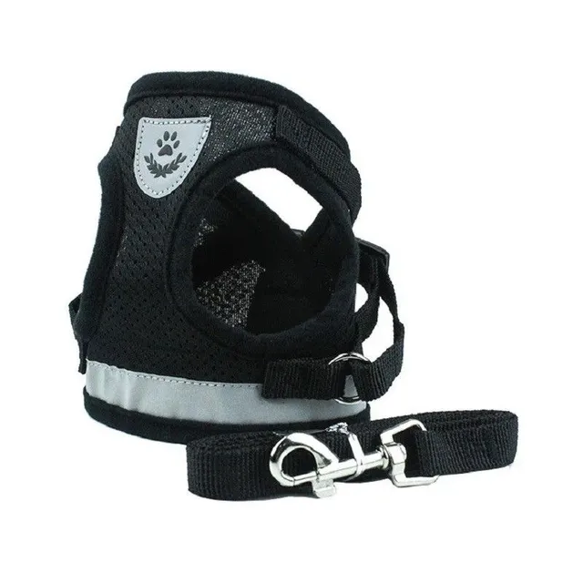 Reflective safety harness for dogs with leash Vesta for small dogs and puppies Chest breathing harness for dogs 3 - 4,5 kg