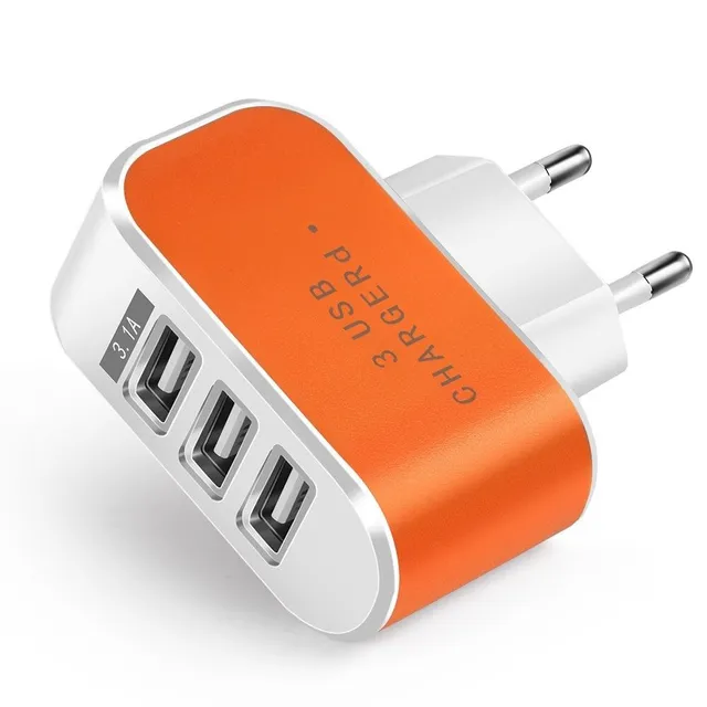 Mains charging adapter 3 USB ports