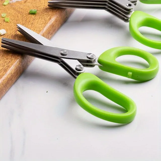 Herb scissors with 5 blades - multifunctional kitchen scissors for vegetables, algae and spices