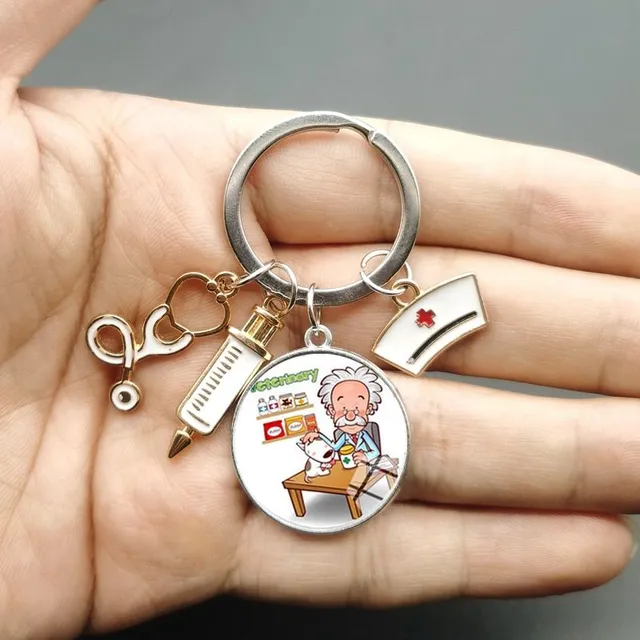 Original keychain with motif of doctors and nurses