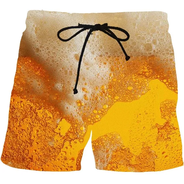Pantaloni scurți cu imprimeu 3D original pentru iubitorii de licoare aurie