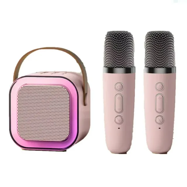 Mini set de karaoké Bluetooth avec éclairage LED - Haut-parleur avec deux microphones