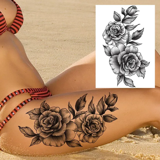 Szexi virágos ideiglenes tetoválások nőknek
