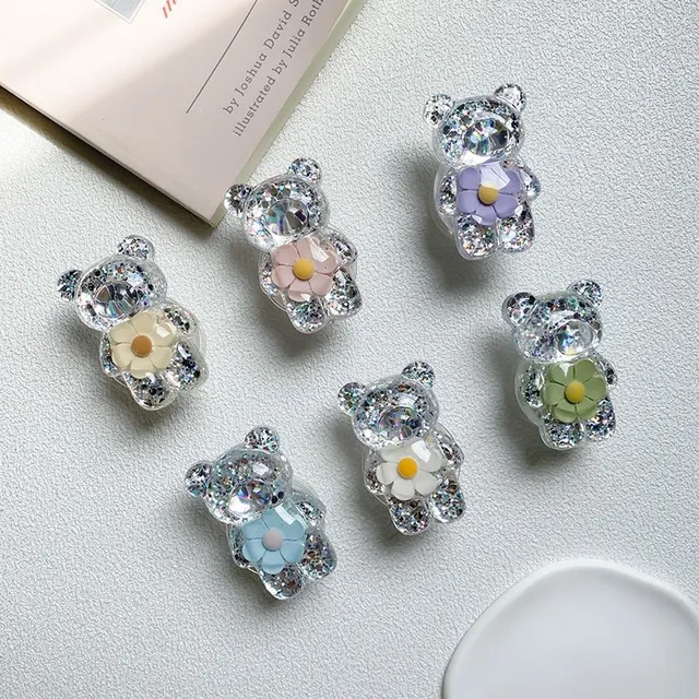 Transparent design PopSockets holder in the shape of a teddy bear