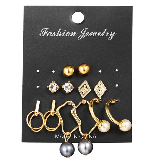 Luxury original set of modern trendy earrings in different shapes and sizes Newman