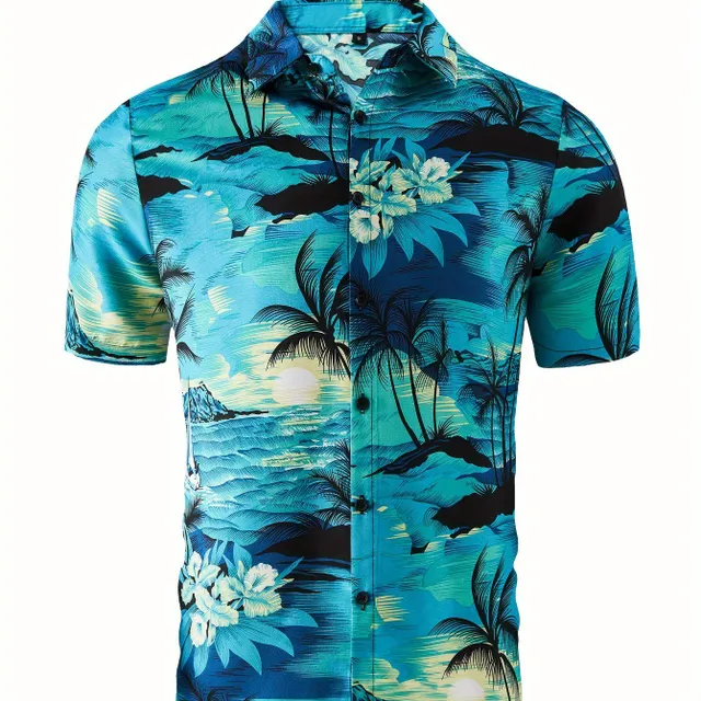 Men's Hawaiian shirt with tropical printing