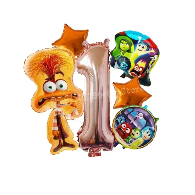 Ensemble de ballons d'anniversaire en aluminium avec numéro - personnages du film Vice-Versa 2