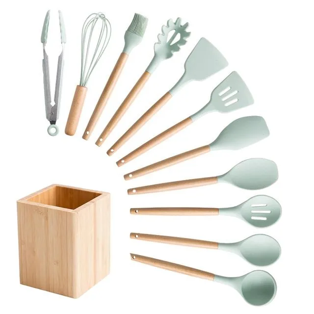 Kitchen utensils set in stand 12 pcs