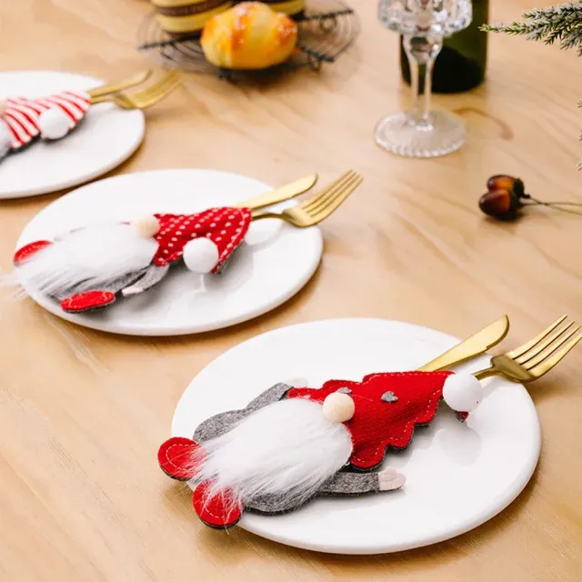 Christmas stand for cutlery with elf motif