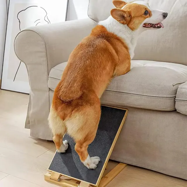 Folding wooden ramp for dogs with 3 heights and scraper