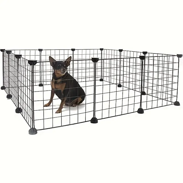 Set 12 bucăți Gard pentru animale de companie, Cușcă interioră portabilă din sârmă metalică pentru câini, Gard pentru animale de companie scurt, Stand de gard