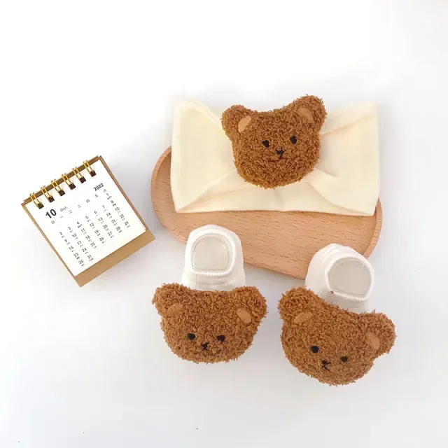 Baby socks with headband - set of 2 pieces with cute teddy bear