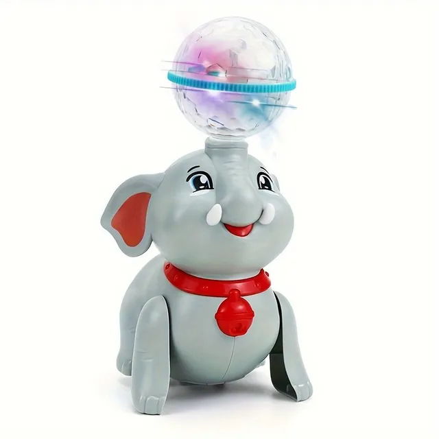 Interactive elephant toy with music, light and sound, with movement and bonus ball