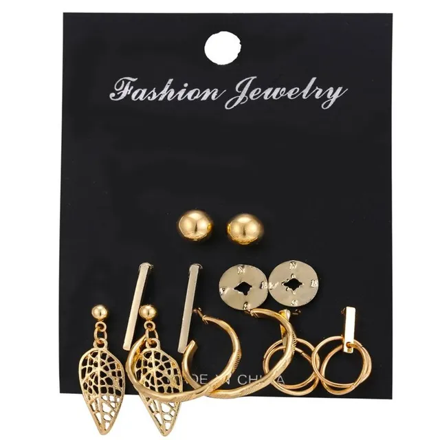 Luxury original set of modern trendy earrings in different shapes and sizes Newman