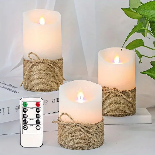 3 pcs LED candles with realistic flame - for batteries, safe, suitable for various occasions