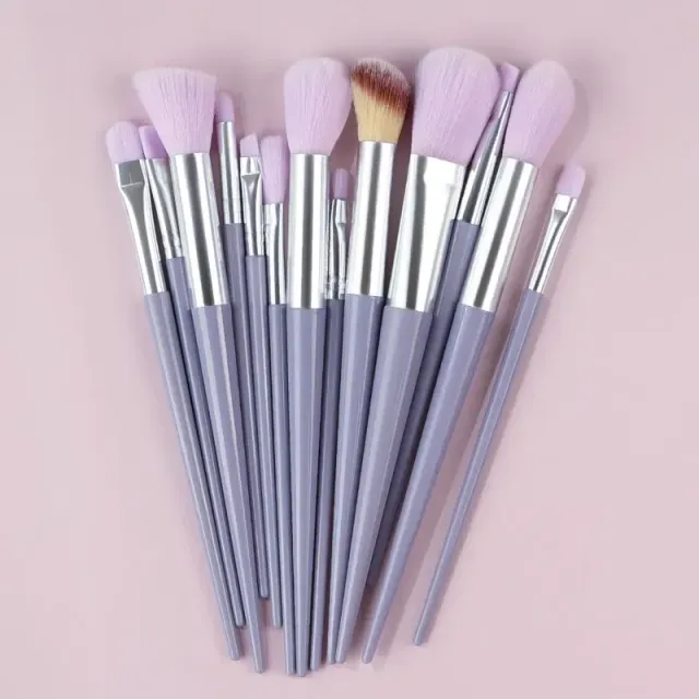 Set of 13 make-up brushes - soft and fluffy brushes on the base base, face, eye shadows and kabuki