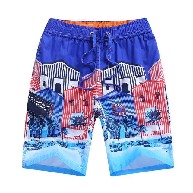 Pantaloni scurți de plajă pentru băieți cu imprimeu case - 2 culori