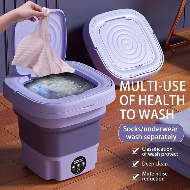 Transferable folding washing machine - ideal for travel and home - large capacity - gentle to lingerie, bra and socks