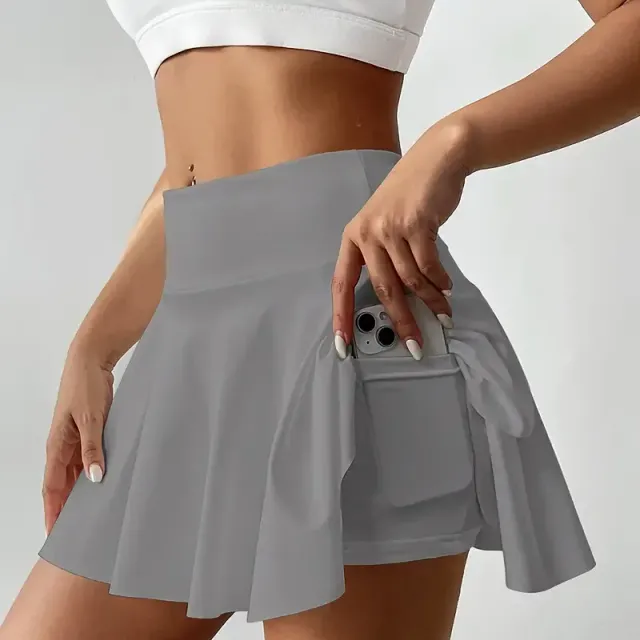 Sports shorts with phone pocket - monochrome, tennis, golf, yoga, fitness and other activities. For women, active clothing