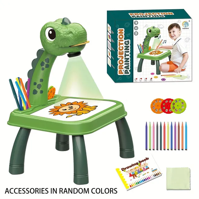 Detský projekčný kresliaci stôl s dinosaurami, mazacími doskami, bez elektriny, vzdelávacími hračkami, narodeninovým a vianočným darčekom pre dievčatá a chlapcov