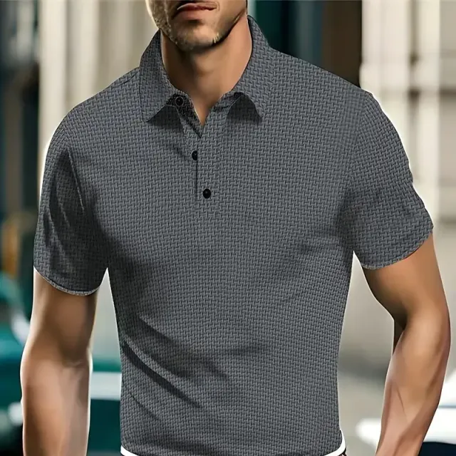 Men's Polo T-shirt, breathable, comfortable, with short sleeve and half buttoning, slim cut - summer and outdoor sports