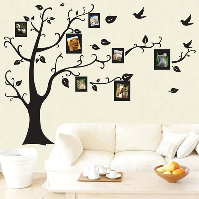 Large self-adhesive wall tree with photo frame