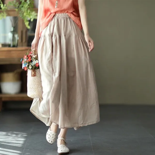 Women's Luxury Trends Modern Solid Color Long A skirt with High Waist