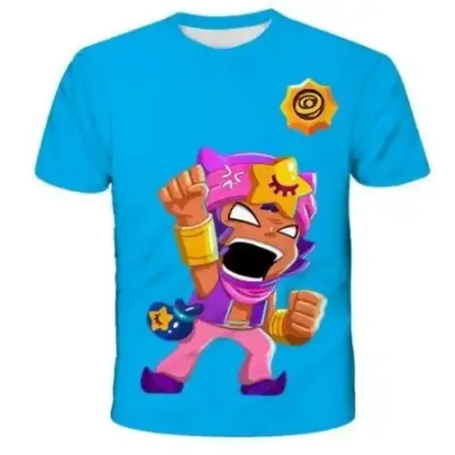 Kids short sleeve shirt with prints of popular Brawl Stars characters