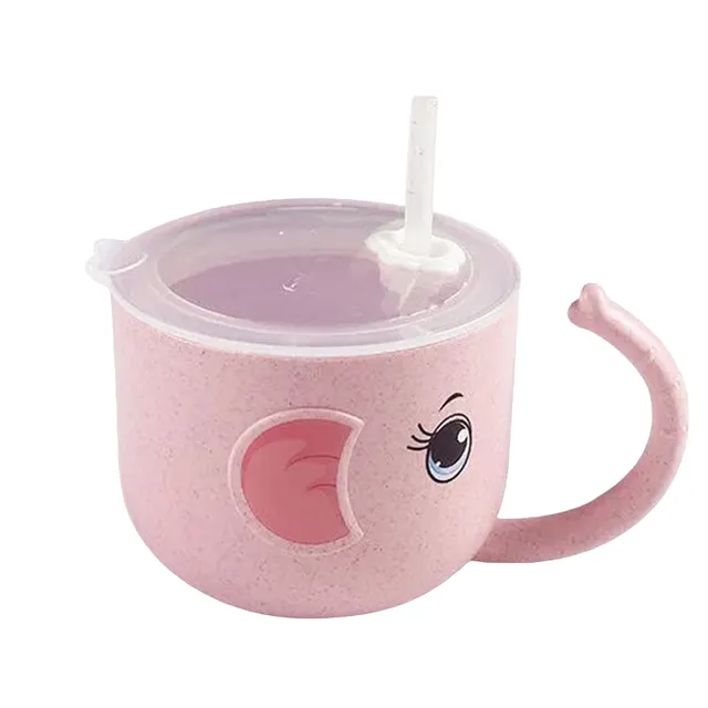 Baby mug with straw elephant