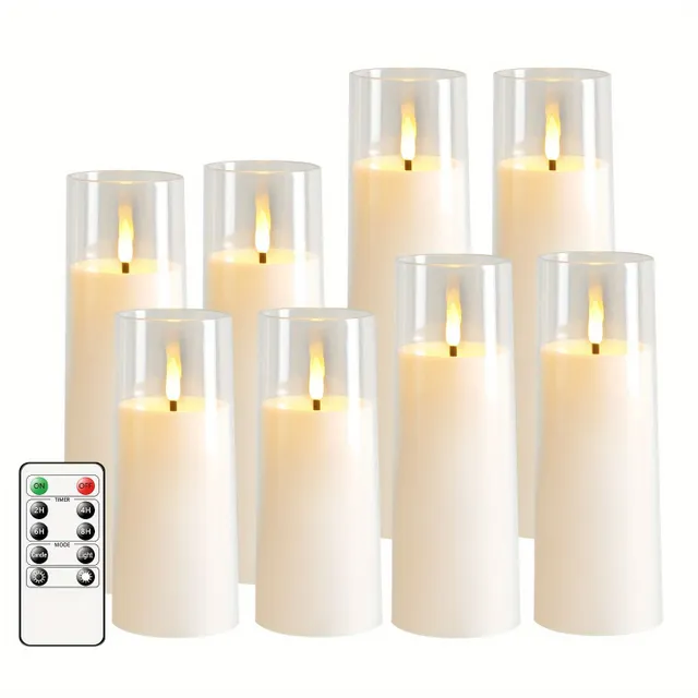 Dancing flames without risk: LED candle with remote control and timer (white) (d2.3"x5"5"6"7") - Christmas, Halloween, wedding