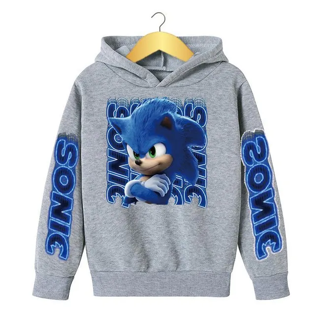 Designerska bluza chłopięca z kapturem i nadrukiem Sonic