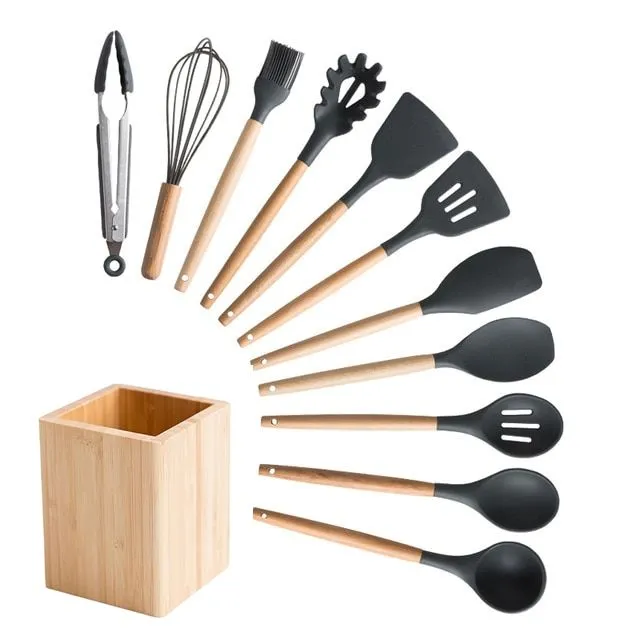 Kitchen utensils set in stand 12 pcs