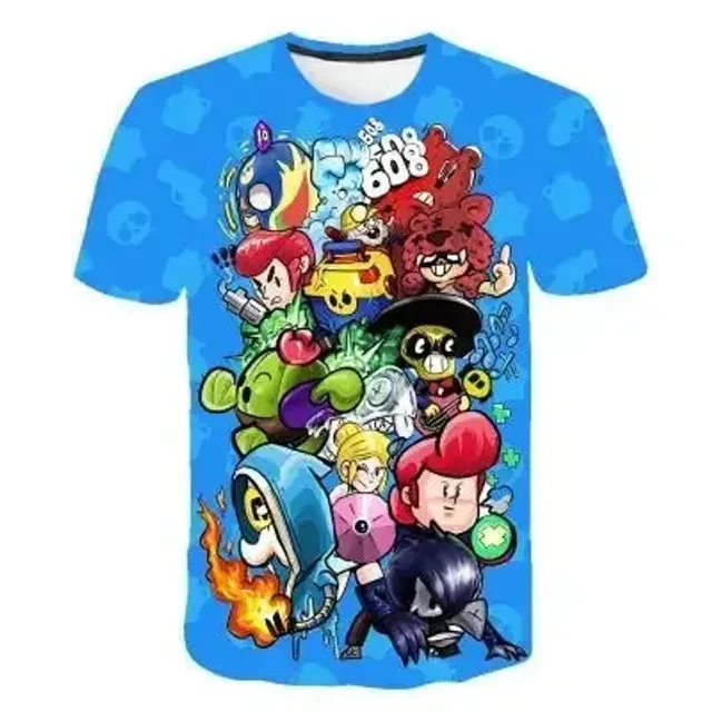 Koszulka unisex z kolorowymi nadrukami w motywy Brawl Stars