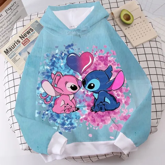 Dziecięca designerska bluza z kapturem z nadrukiem Stitch