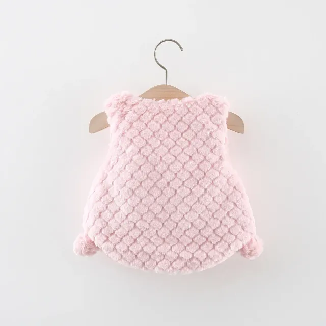 Children's winter fur vest and flower knob for newborns