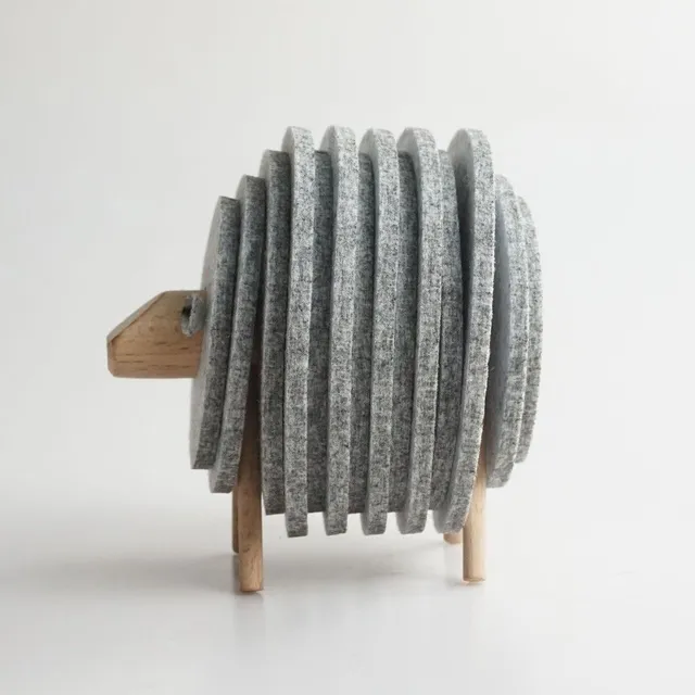 Coasters with sheep-shaped stand 14 pcs