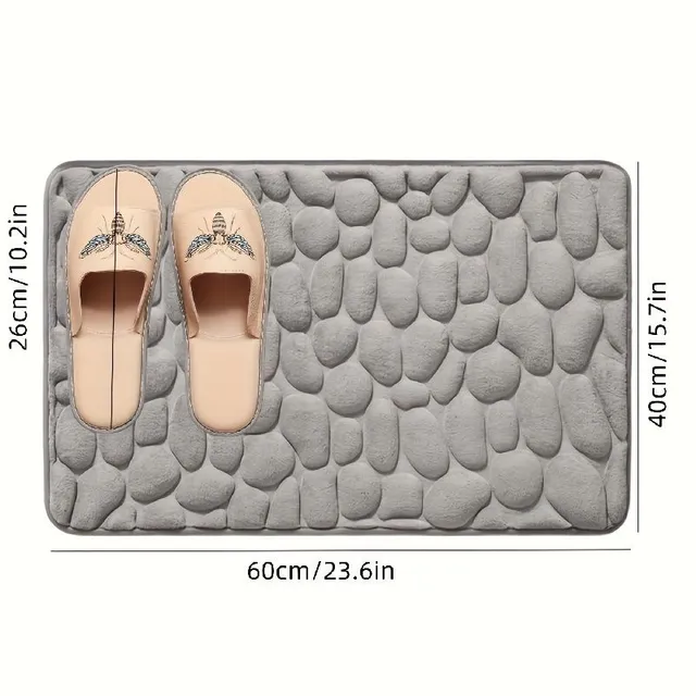 Soft bathroom mat with memory foam and pebble pattern