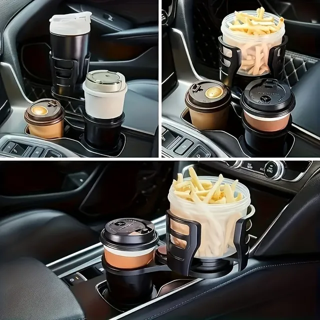 Support universel pour voiture 2 en 1 avec base extensible, support double réglable pour boissons, support pour téléphone et organiseur avec aromathérapie