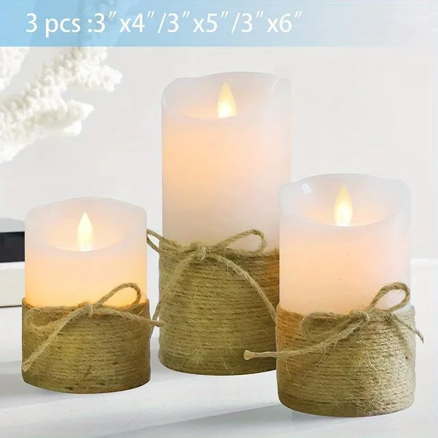 3 pcs LED candles with realistic flame - for batteries, safe, suitable for various occasions