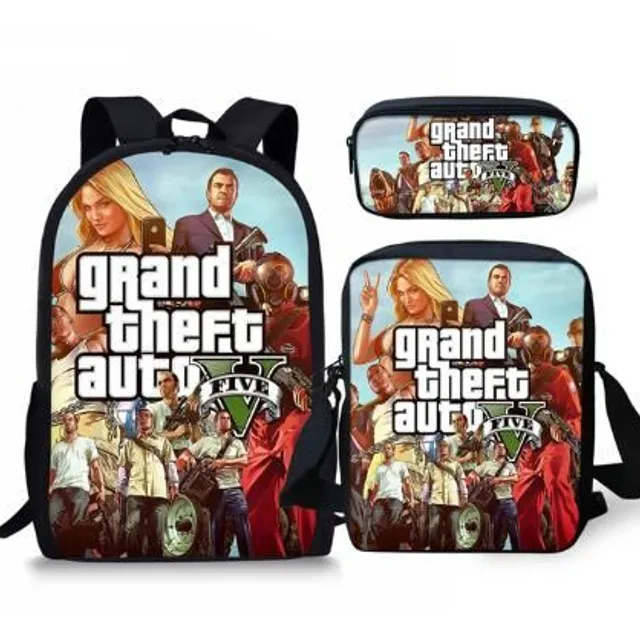 Set de saci de școală cu se răcească Grand Theft Auto print picture-color-3