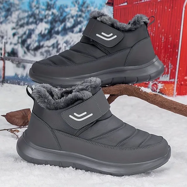 Warm and waterproof ankle boots with fleece and Velcro